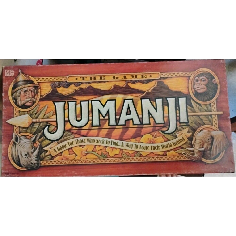 Vintage 1995 Jumanji Board Game Milton Bradley INCOMPLETE Missing 1 Pawn as-is